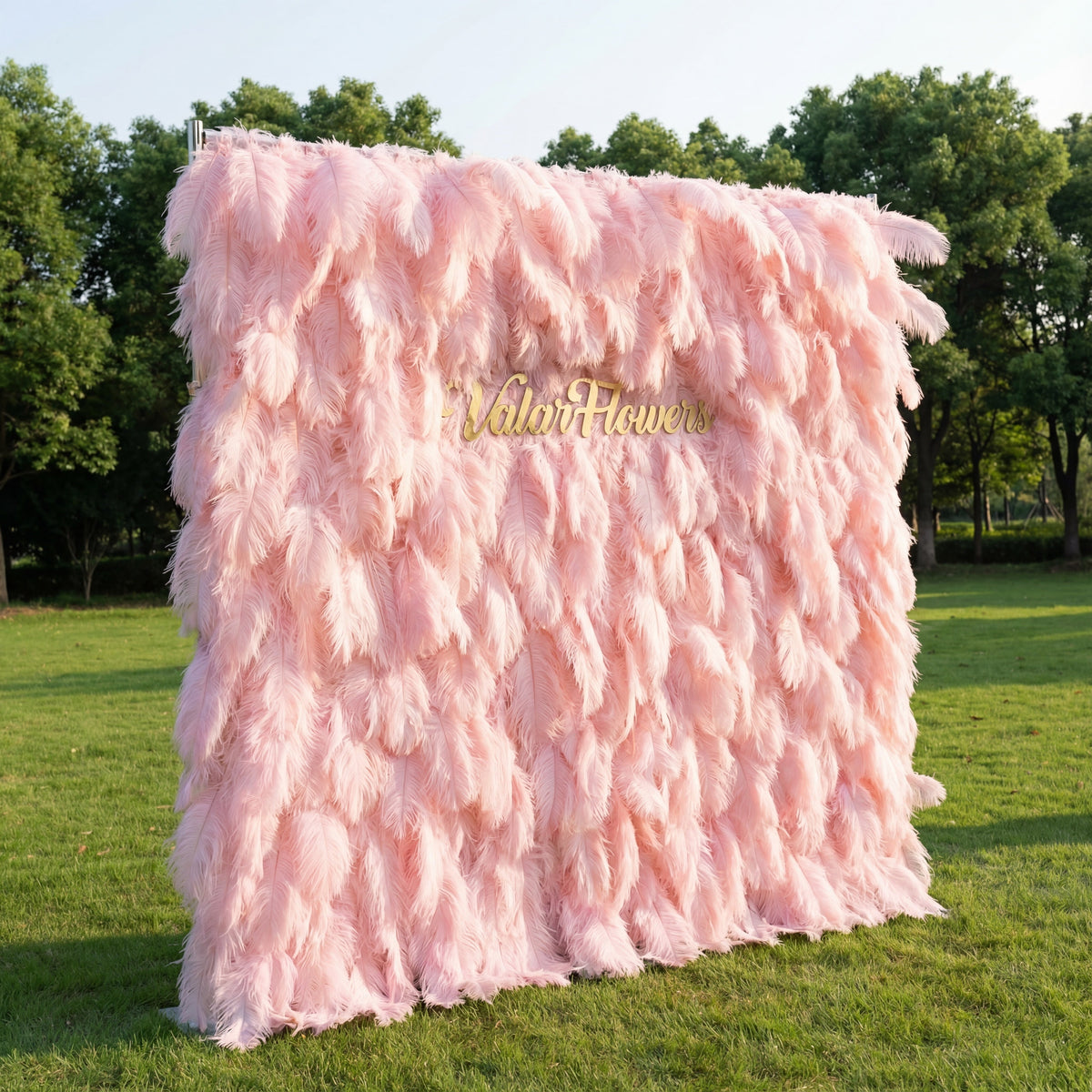 ValarFlowers Blush Pink Artificial Feather Backdrop: Luxe Plume Display with 7+ Color Options & Custom Services. DIY Photo Booth Decoration-VF-164-Blush Pink
