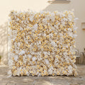 Caelsira: Luxury 5D Champagne & Cream Silk Rose Flower Wall Roll-Up Fabric Backdrop for Grand Estate Weddings Free Shipping