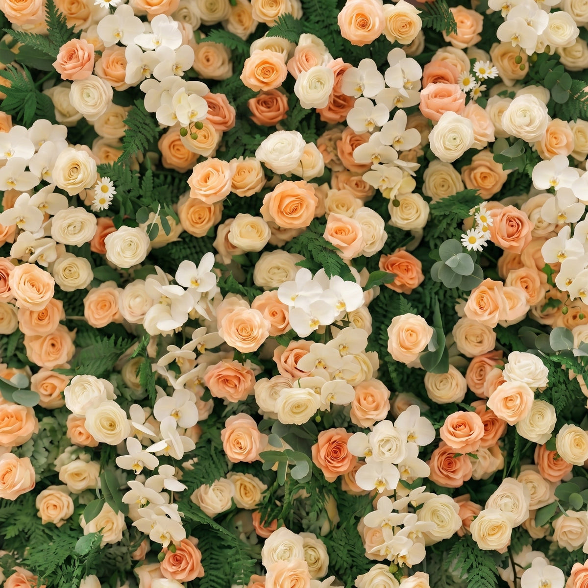 Calorae:Luxury 5D Peach & Ivory Floral Wall with Greenery Roll-Up Backdrop for Rustic Garden Weddings Free Shipping