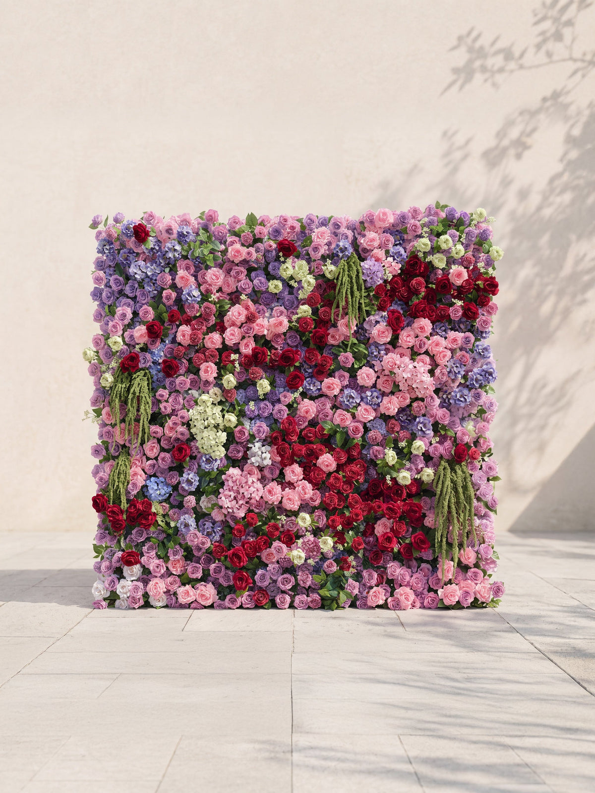 Corrielle: 5D Fabric Artificial rolling up curtain flower wall — front view