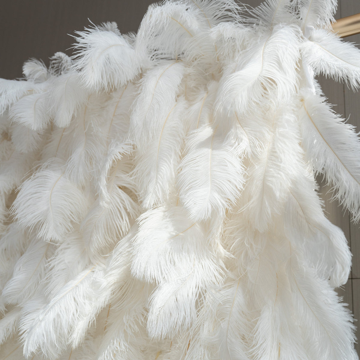 ValarFlowers Artificial Floral Wall Backdrop: Celestial White Feather Dreamscape - The Ethereal Whisper Collection for Luxurious Weddings and Events-VF-164-White