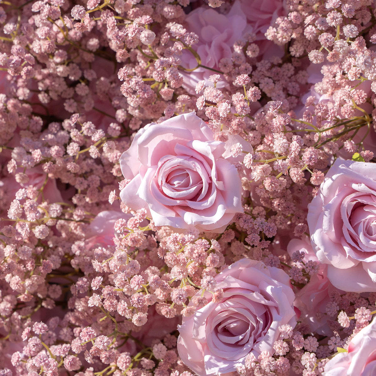 Pink Baby Breath：3D Fabric Artificial rolling up curtain flower wall Free Shipping