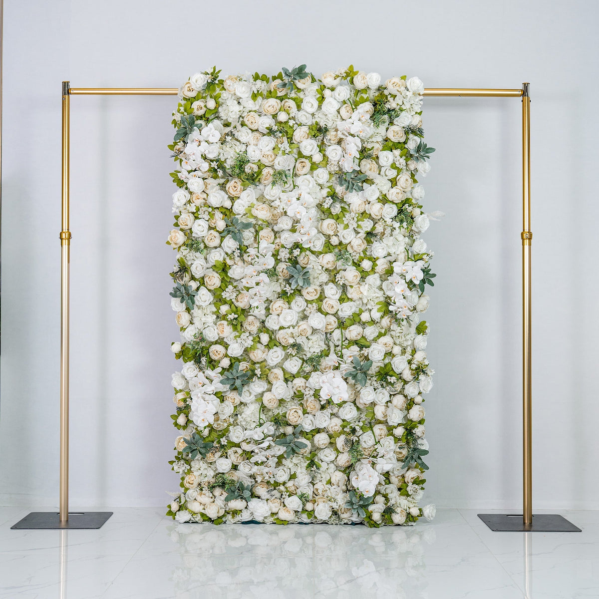 Roll Up Fabric Gorgeous Artificial Flower Wall - The White & Green  Epitome of Wedding and Event Decoration-VF-801