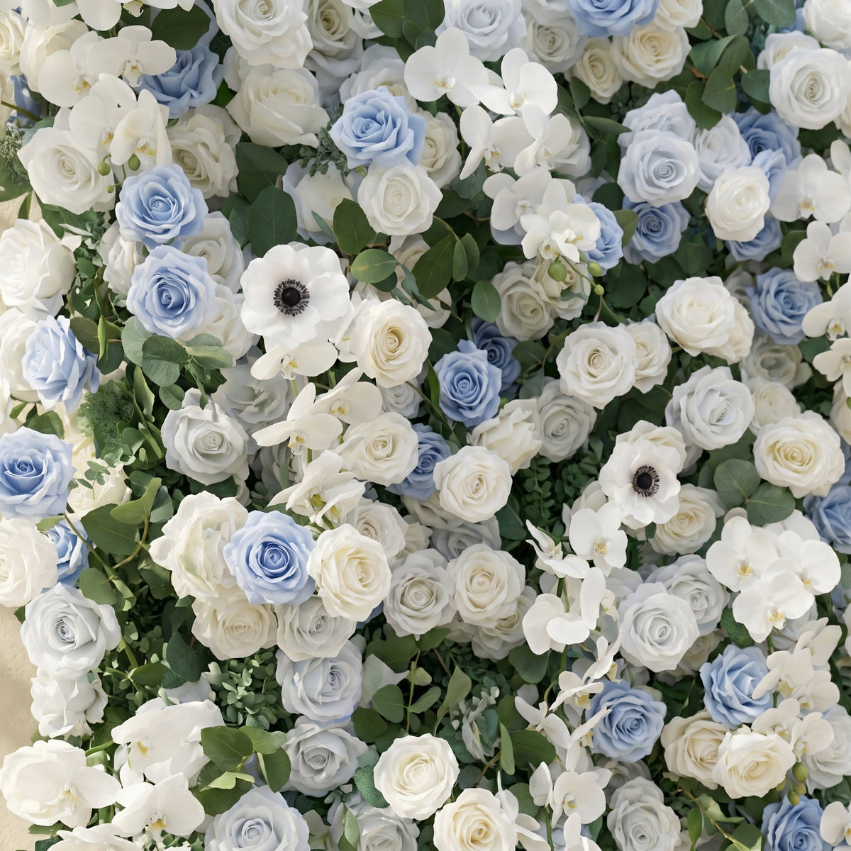 Glenena:Elegant 5D Sky Blue & White Floral Wall Roll-Up Backdrop for Bright Spring Wedding Aesthetics Free Shipping