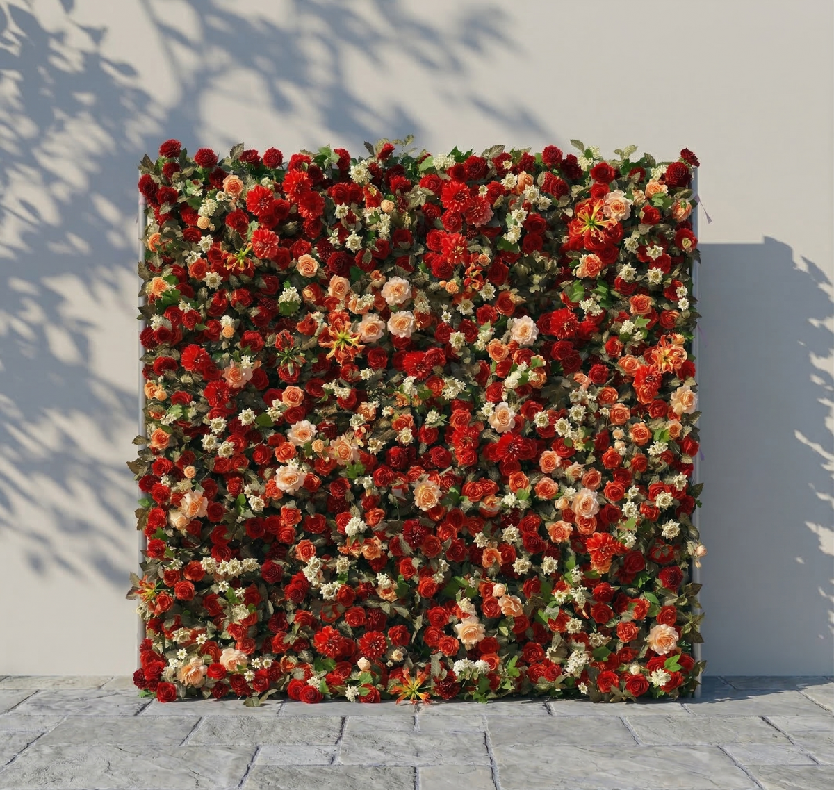 Luxira: 4D Crimson and Champagne Silk Rose Flower Wall Roll-Up Fabric Backdrop for Luxury Weddings & Events Decoration Free Shipping
