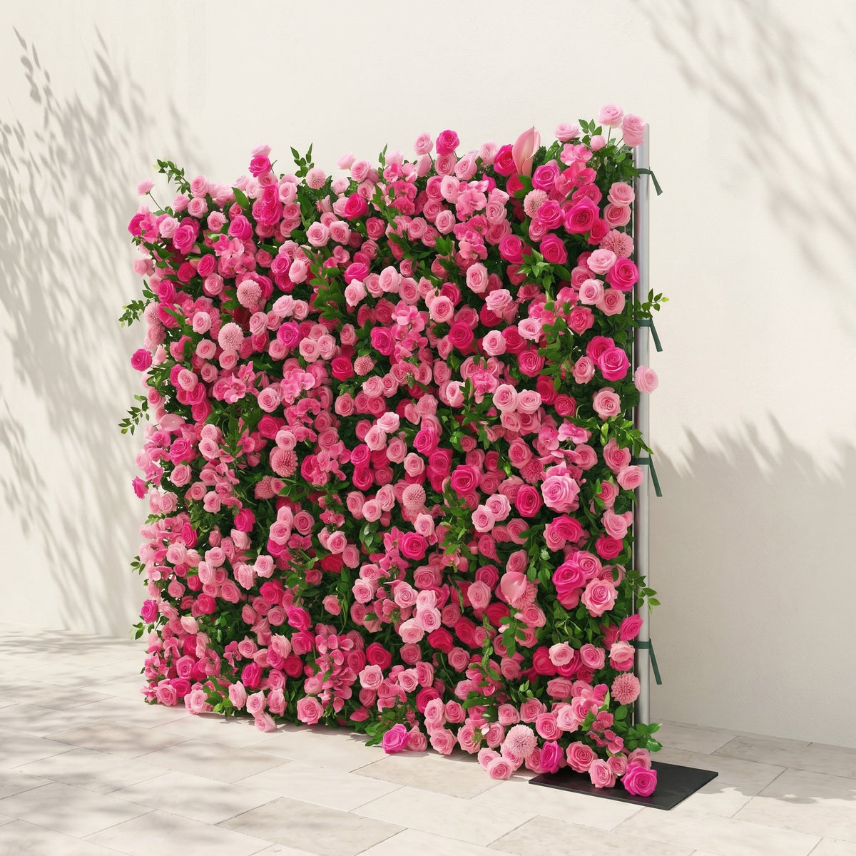 Melorae: Luxury 5D Hot Pink & Blush Silk Floral Wall Roll-Up Backdrop for Vibrant Romantic Weddings Free Shipping