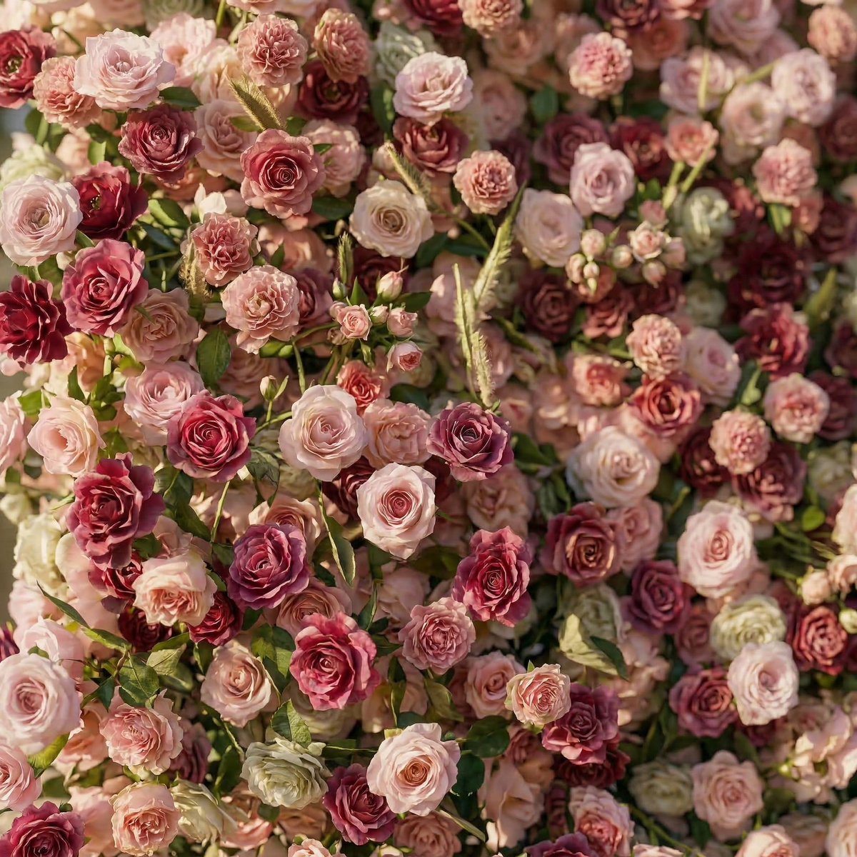 Nirex: 5D Berry & Pink Silk Rose Flower Wall Roll-Up Fabric Backdrop for Luxury Event Decor Free Shipping