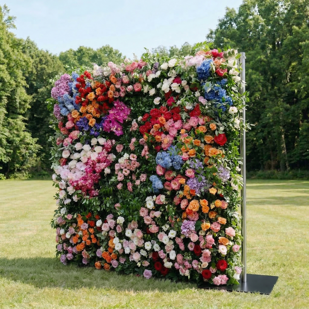 Noirae: 5D Wildflower Mix & Lush Greenery Silk Rose Flower Wall Roll-Up Fabric Backdrop for Garden Events Decor Free Shipping