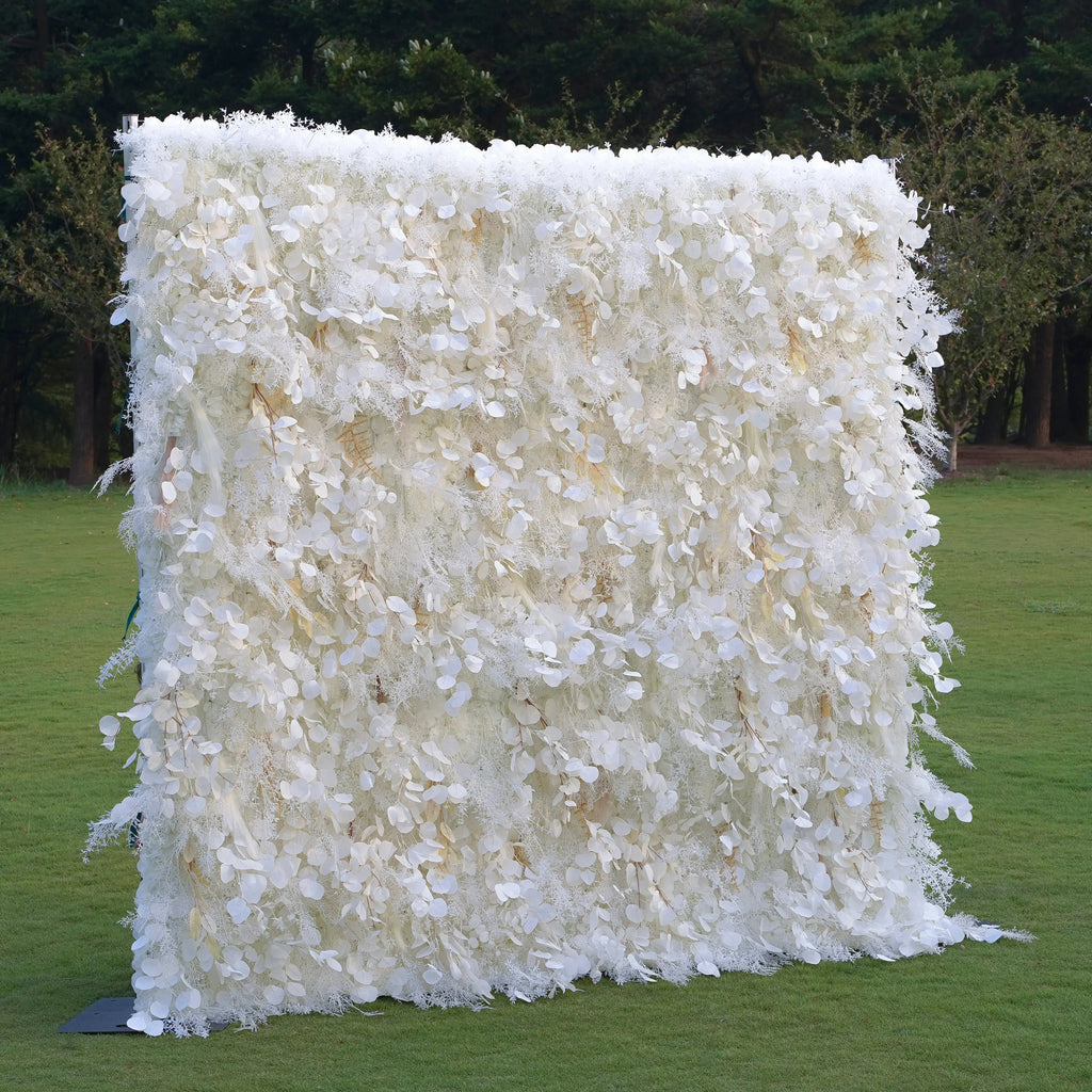 Pampas：5D Grey Pampas Grass Fabric Artificial rolling up curtain flower wall Free Shipping