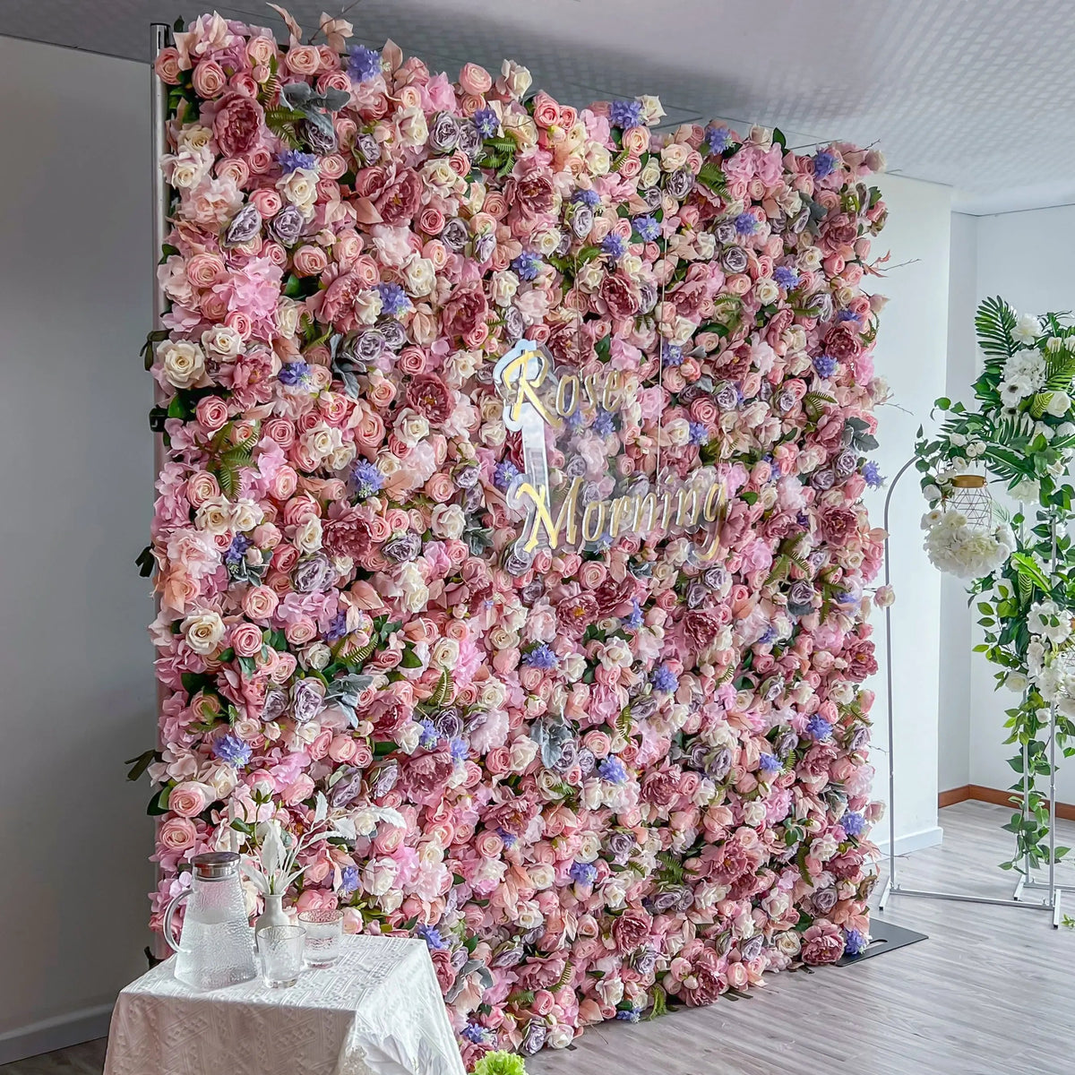 Parton：5D Garden Series New Fabric Artificial rolling up curtain flower wall Free Shipping