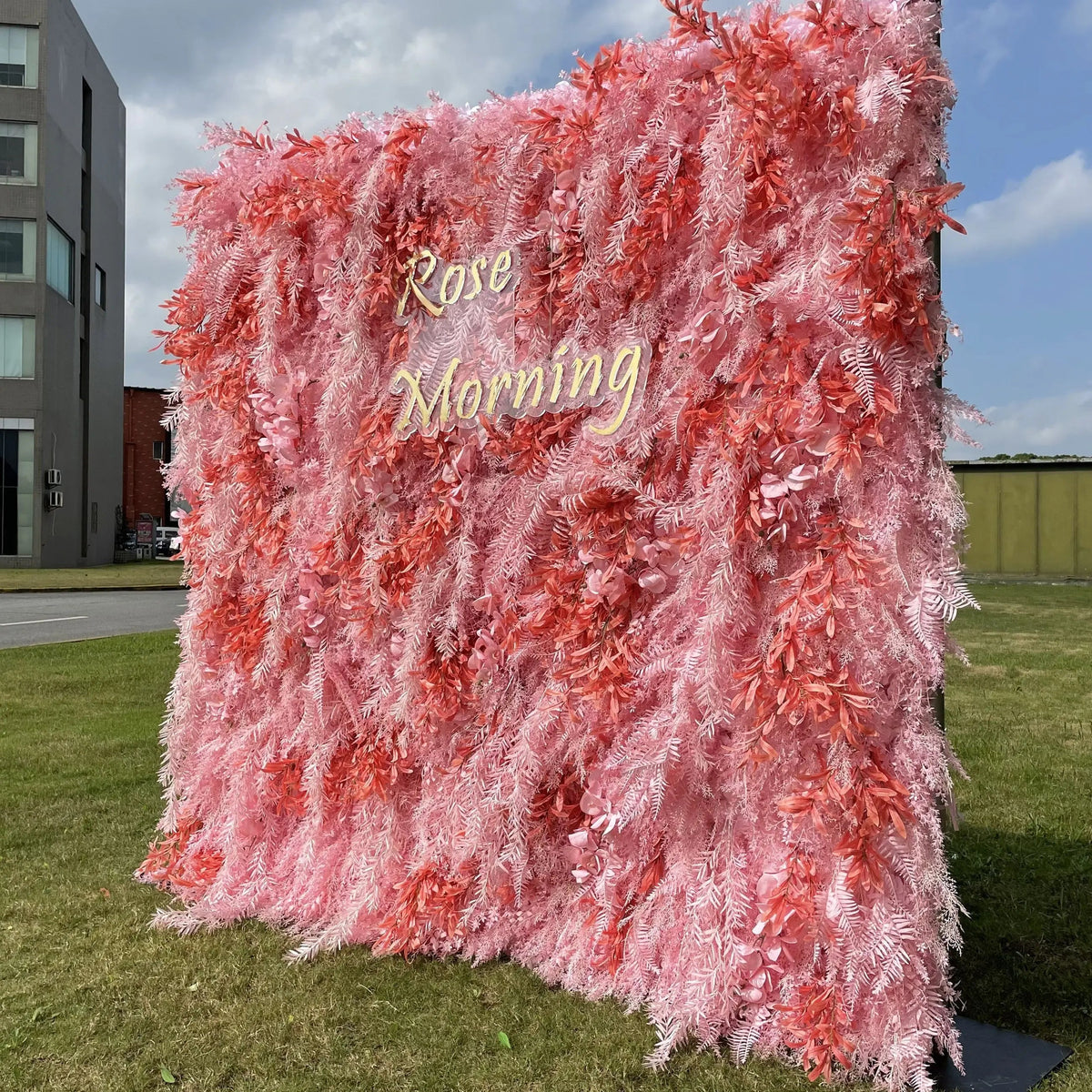 Pink Dream：5D Fabric Artificial rolling up curtain flower wall Free Shipping