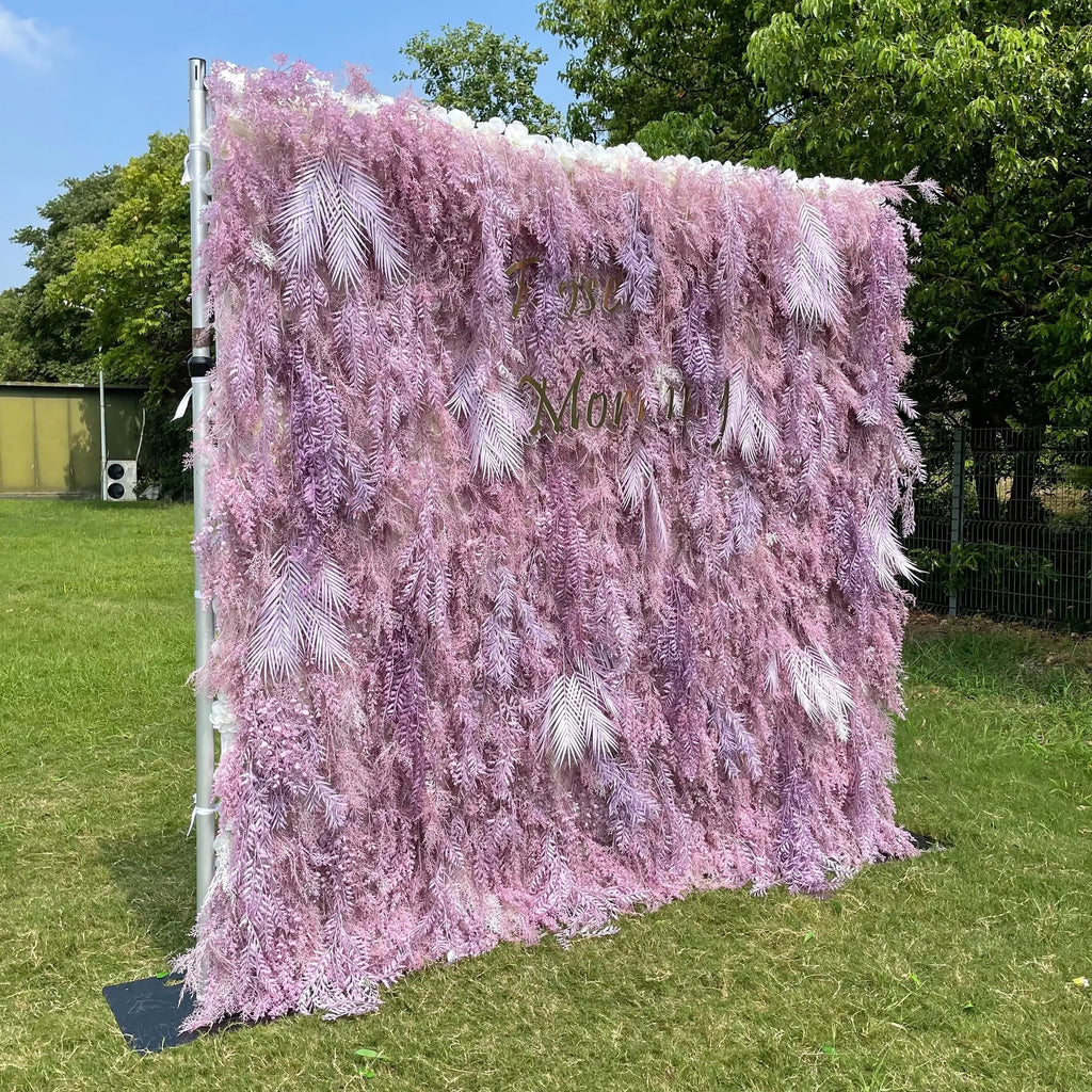 Purple Dream：5D Fabric Artificial rolling up curtain flower wall Free Shipping
