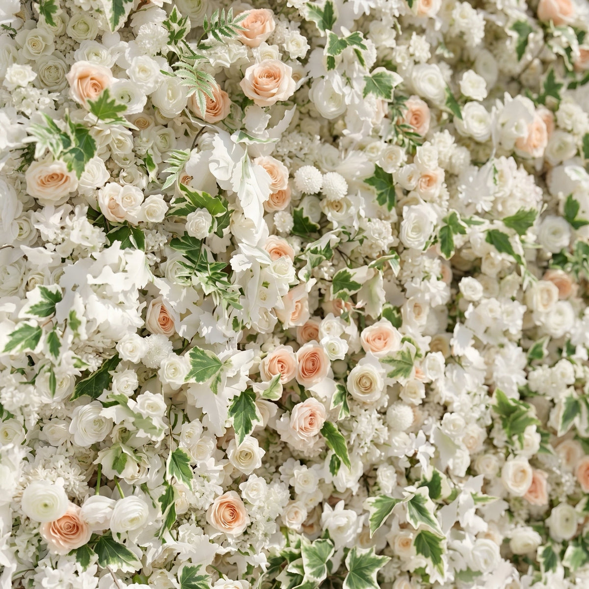 Ralyra:Luxury 5D White&Champagne roses Flower wall with Greenery for Wedding&Event Decor ralyra detail 1