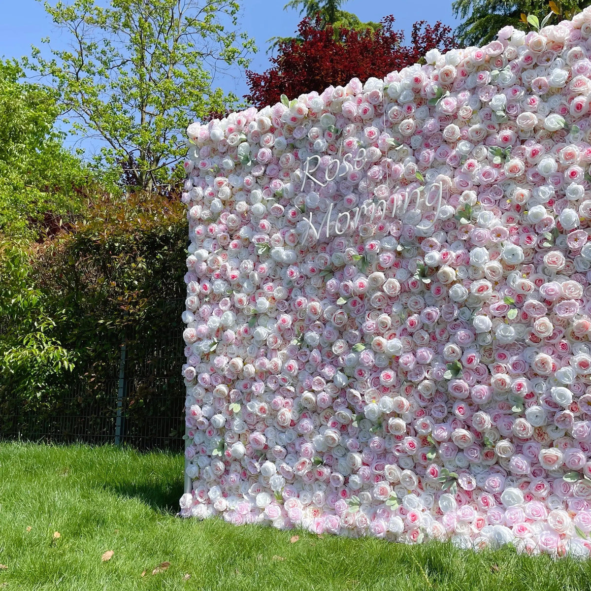 Sophia：4D Fabric Artificial rolling up curtain flower wall Free Shipping