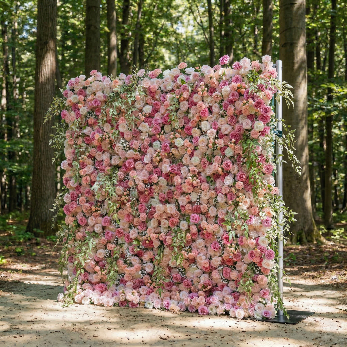 Sorev: 5D Blush Pink and Raspberry Silk Rose Flower Wall Roll-Up Fabric Backdrop for Forest Weddings & Parties Free Shipping
