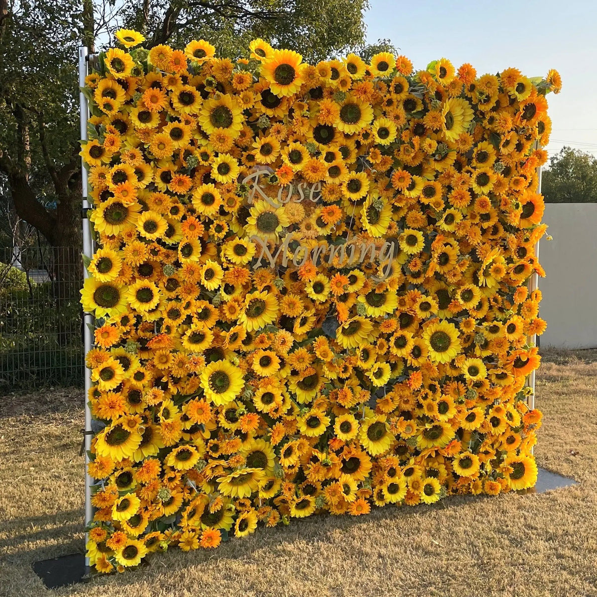 Sunflower：5D Fabric Artificial rolling up curtain flower wall Free Shipping