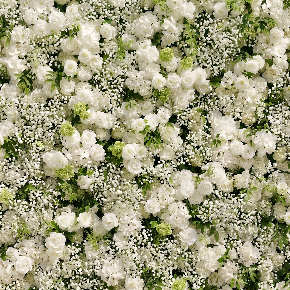 Zarensira:5D Luxury Ivory White Silk Rose, Baby Breath & Lush Greenery Flower Wall Roll-Up Fabric Backdrop for Romantic Minimalist Weddings, Bridal Showers & Proposal Event Decor Free Shipping