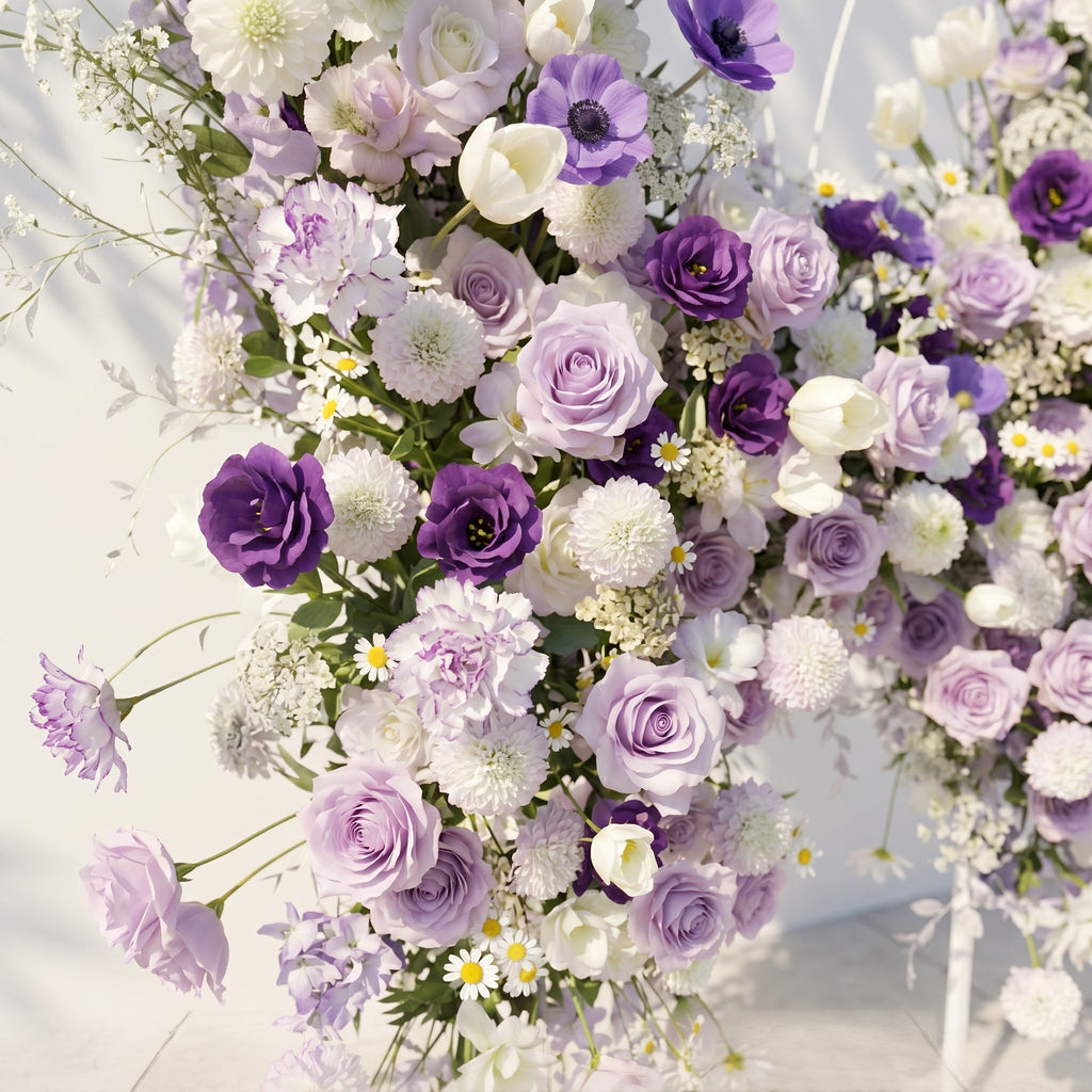 Zoressa: Lavender Purple & Ivory White Butterfly Shape Silk Wedding Arch Flower Arrangement for Romantic Weddings & Proposals for Luxury Events & Parties Backdrop Free Shipping