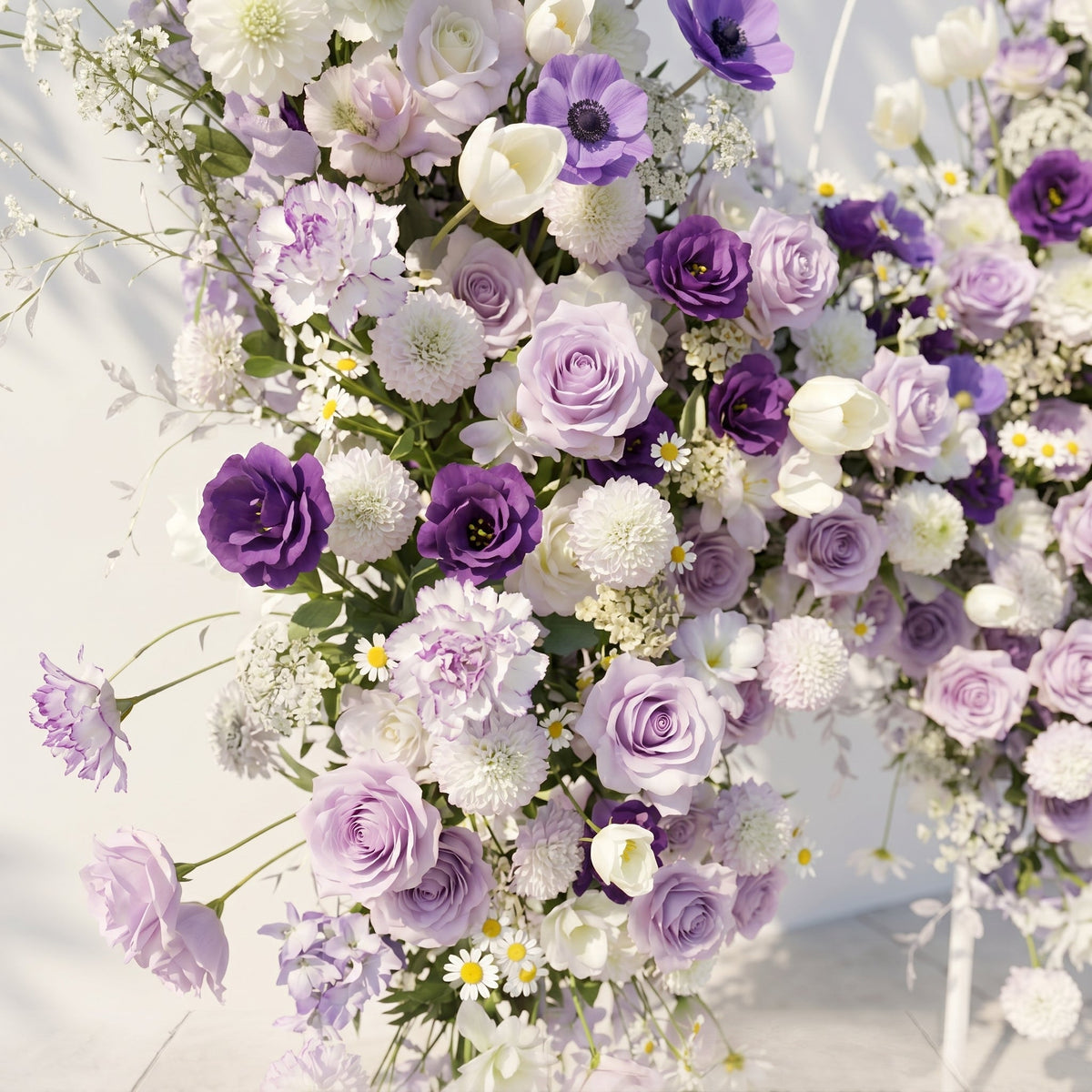 Zoressa: Lavender Purple & Ivory White Butterfly Shape Silk Wedding Arch Flower Arrangement for Romantic Weddings & Proposals for Luxury Events & Parties Backdrop Free Shipping