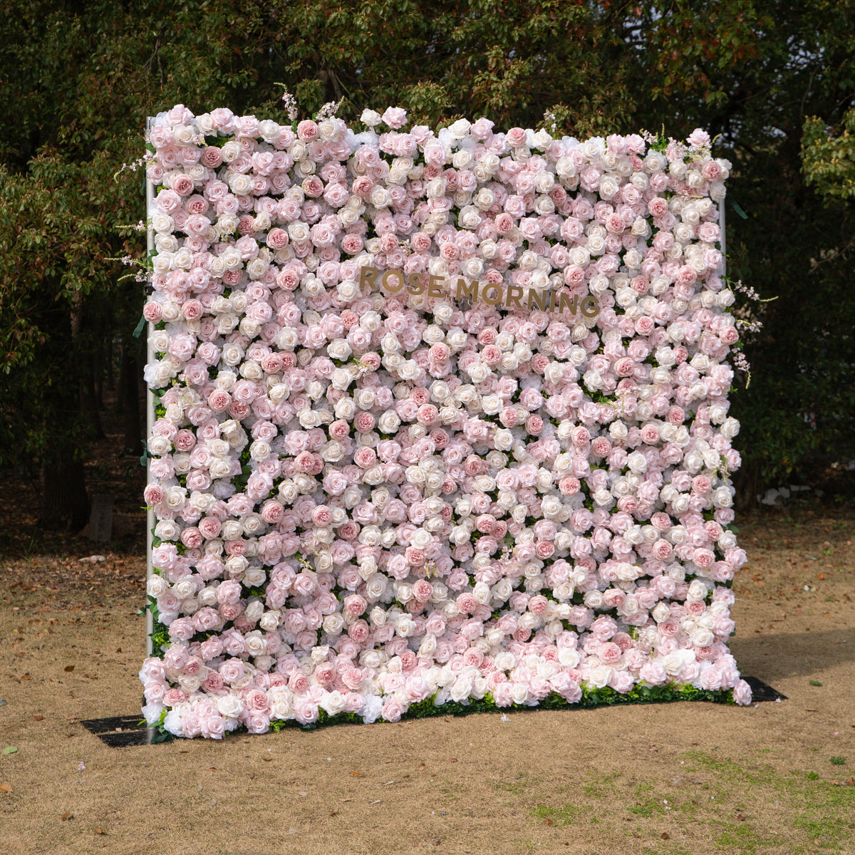 Caius: Luxury 5D Cream & Blush Silk Floral Wall Roll-Up Fabric Backdrop for Dreamy Garden Weddings & Bridal Showers Free Shipping
