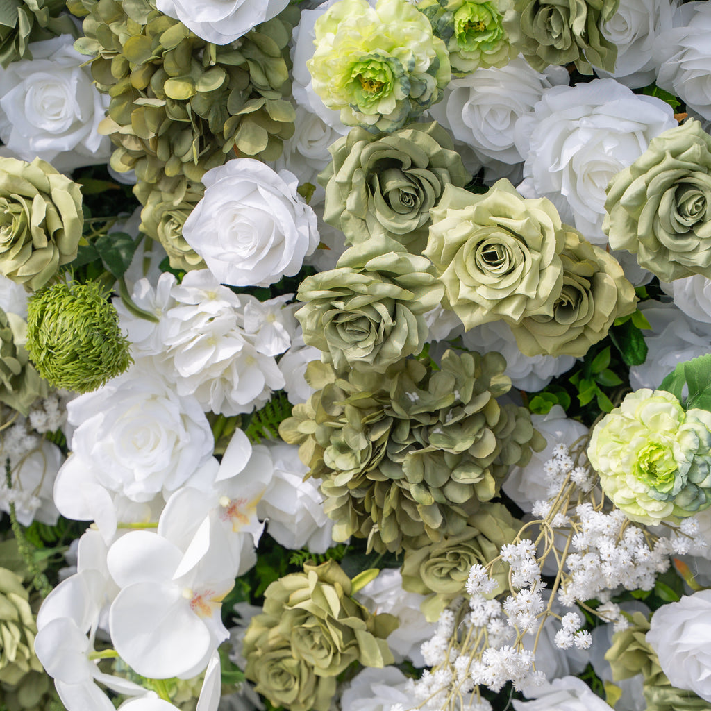 @askmeforaballoon’s Pick  Lumi 5D Sage Green & Cream Floral Wall with Hanging Vines for Dreamy Garden Weddings Free Shipping