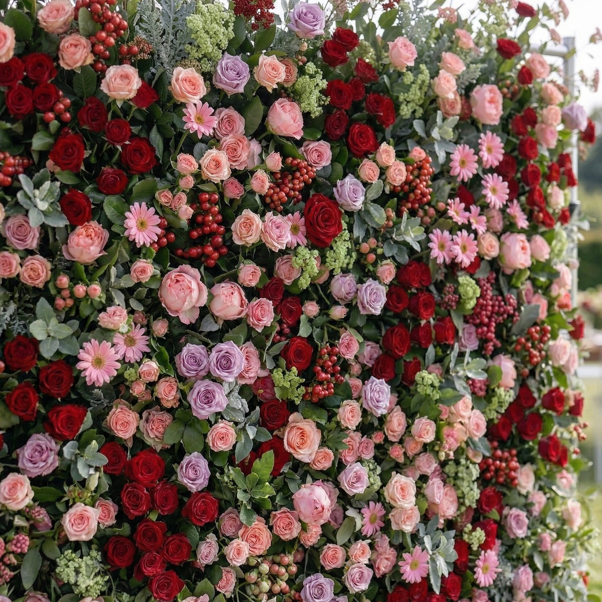 Nadine: 5D Berry & Pastel Pink Silk Floral Wall Roll-Up Fabric Backdrop for Grand Garden Weddings & Events Free Shipping
