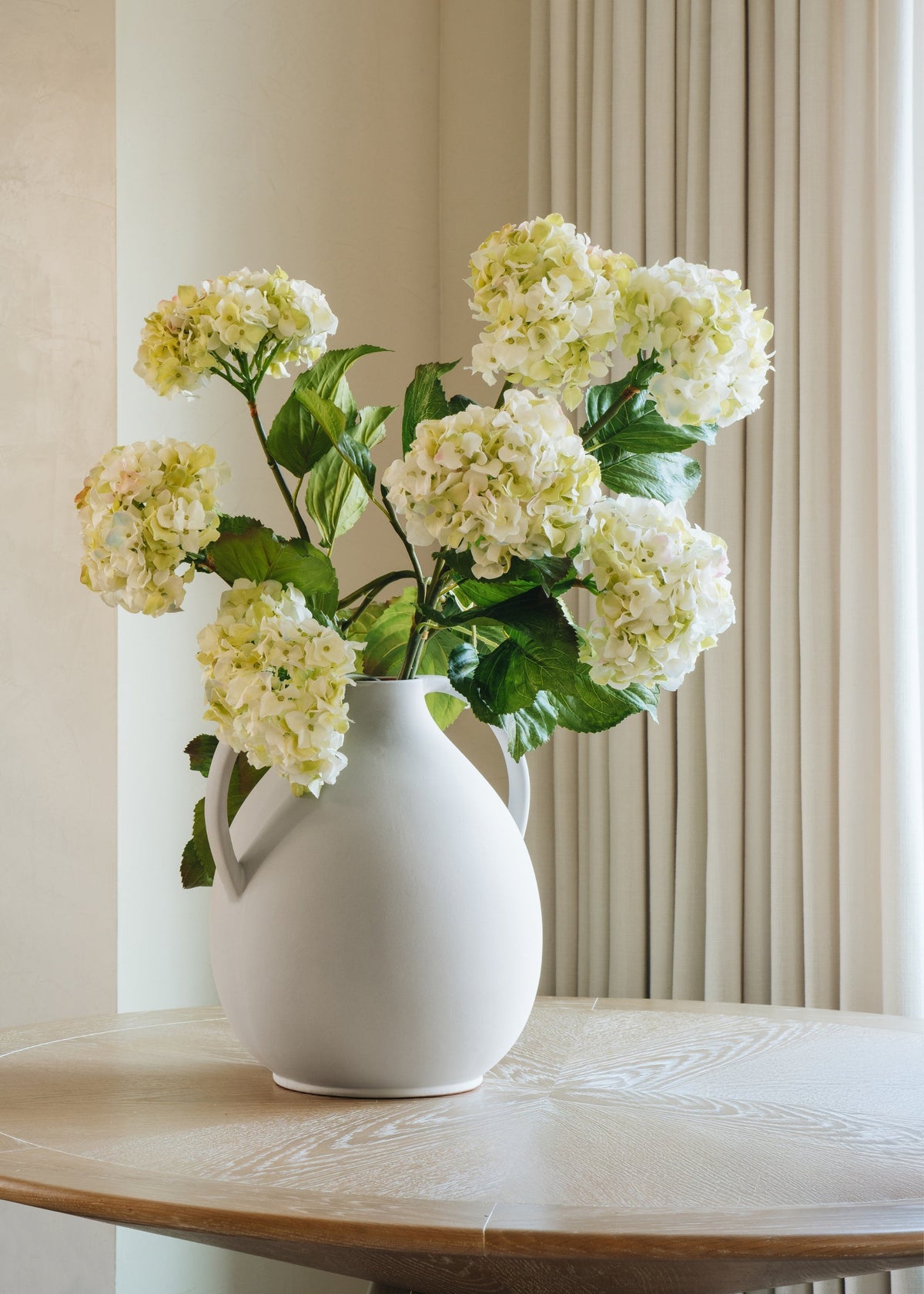 Cream Green Artificial Hydrangea Branch - 36